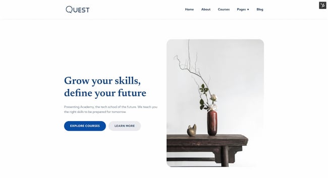 screenshot of the simple website templatequest